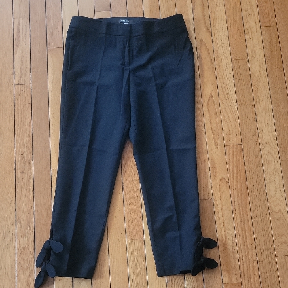 Chic Black Cropped Pants with Bow Accents